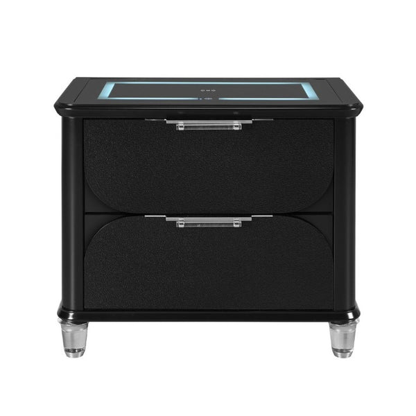 English Elm Louden Tech Nightstand with Wireless Charging Speaker and Sleek Black Wood Finish B201P549753
