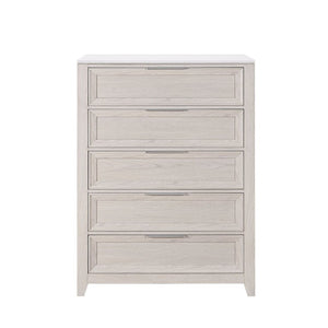 English Elm Melissa Five Drawer Chest with Faux Marble Top and Tapered Legs for Bedroom Beige B201P549759