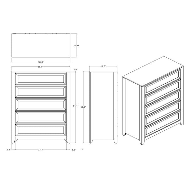 English Elm Melissa Five Drawer Chest with Faux Marble Top and Tapered Legs for Bedroom Beige B201P549759