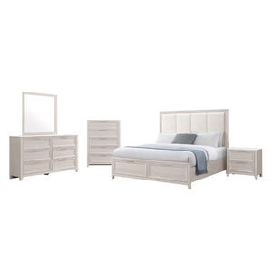 English Elm Melissa Five Drawer Chest with Faux Marble Top and Tapered Legs for Bedroom Beige B201P549759