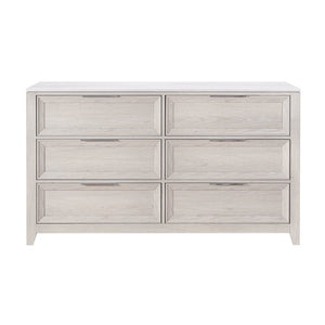 English Elm Melissa Six Drawer Dresser with Faux Marble Top and Tapered Legs for Modern Bedrooms Beige B201P549761