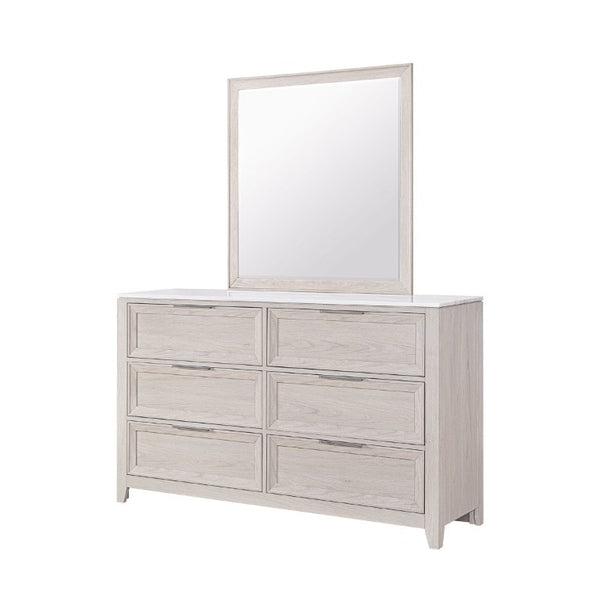 English Elm Melissa Beige Wood Dresser Mirror Warm Neutral Bedroom Accent Wide Rectangular Frame B201P549766