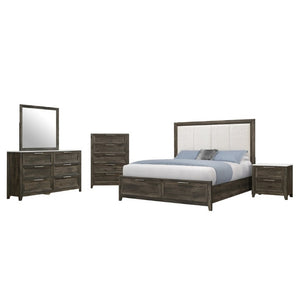 English Elm Melissa Five Drawer Chest with Faux Marble Top and Tapered Legs for Bedroom Dark Brown B201P549780