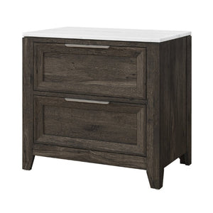 English Elm Melissa Faux Marble Top Nightstand with Tapered Legs and Two Drawer Bedside Storage B201P549787