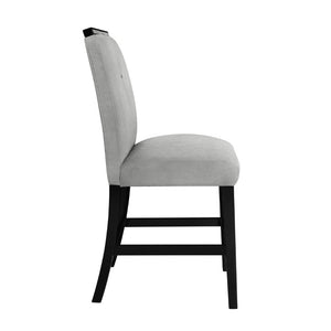 English Elm Ariya Modern Slat Back Barstools Set of 2 Gray Upholstered Seat Matte Black Legs B201P551479
