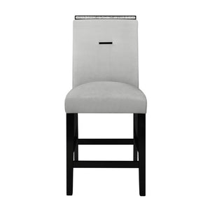 English Elm Ariya Modern Slat Back Barstools Set of 2 Gray Upholstered Seat Matte Black Legs B201P551479