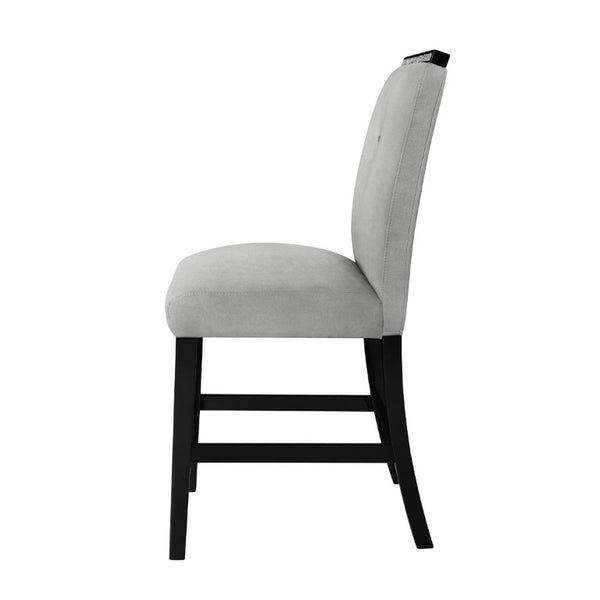 English Elm Ariya Modern Slat Back Barstools Set of 2 Gray Upholstered Seat Matte Black Legs B201P551479