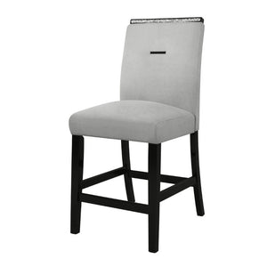 English Elm Ariya Modern Slat Back Barstools Set of 2 Gray Upholstered Seat Matte Black Legs B201P551479
