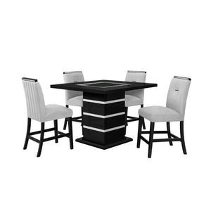 English Elm Ariya Modern Slat Back Barstools Set of 2 Gray Upholstered Seat Matte Black Legs B201P551479
