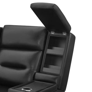 English Elm Sinai Matte Black Power Recliner with LED Lighting Dual Motor and Acrylic Arm Panels B201P551503