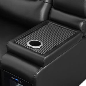 English Elm Sinai Matte Black Power Recliner with LED Lighting Dual Motor and Acrylic Arm Panels B201P551503