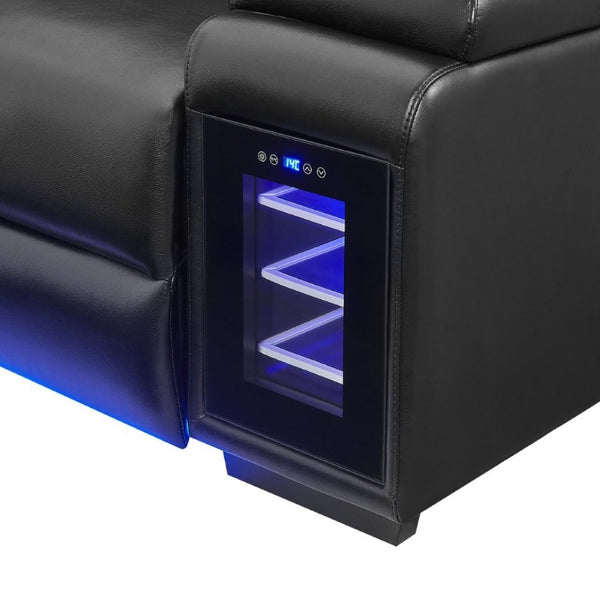 English Elm Sinai Matte Black Power Recliner with LED Lighting Dual Motor and Acrylic Arm Panels B201P551503