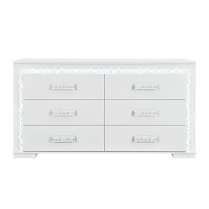 English Elm Nomani Six Drawer Dresser with Built-In LED Lighting Acrylic Handles Glam Bedroom B201P553126