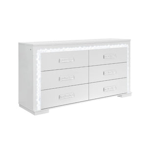 English Elm Nomani Six Drawer Dresser with Built-In LED Lighting Acrylic Handles Glam Bedroom B201P553126