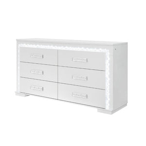 English Elm Nomani Six Drawer Dresser with Built-In LED Lighting Acrylic Handles Glam Bedroom B201P553126