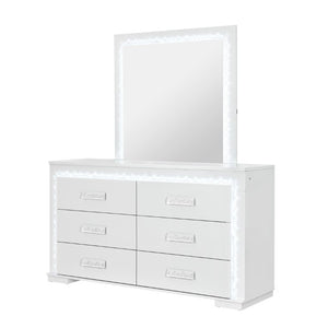 English Elm Nomani Six Drawer Dresser with Built-In LED Lighting Acrylic Handles Glam Bedroom B201P553126