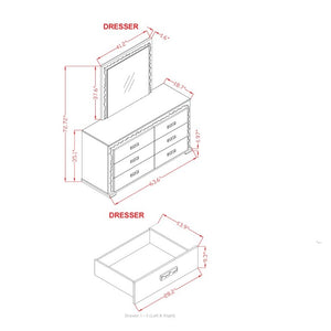 English Elm Nomani Six Drawer Dresser with Built-In LED Lighting Acrylic Handles Glam Bedroom B201P553126