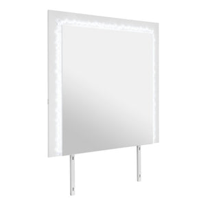 English Elm Nomani Gray Lacquer Dresser Mirror with Integrated LED Frame and Acrylic Accents B201P553132