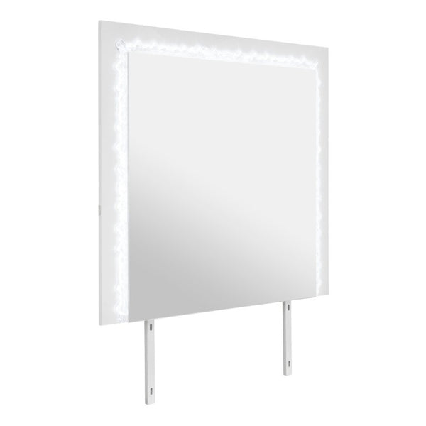 English Elm Nomani Gray Lacquer Dresser Mirror with Integrated LED Frame and Acrylic Accents B201P553132