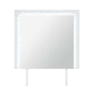 English Elm Nomani Gray Lacquer Dresser Mirror with Integrated LED Frame and Acrylic Accents B201P553132