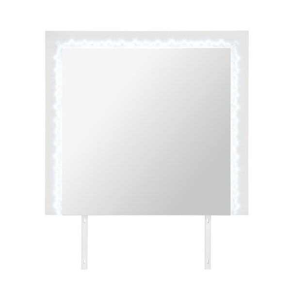 English Elm Nomani Gray Lacquer Dresser Mirror with Integrated LED Frame and Acrylic Accents B201P553132