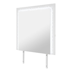 English Elm Nomani Gray Lacquer Dresser Mirror with Integrated LED Frame and Acrylic Accents B201P553132