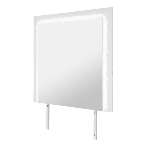 English Elm Nomani Gray Lacquer Dresser Mirror with Integrated LED Frame and Acrylic Accents B201P553132