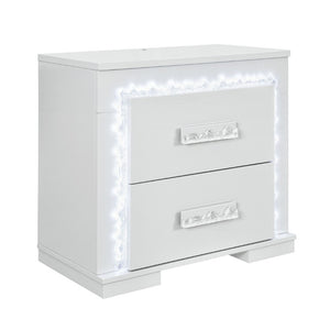 English Elm Nomani Lacquer 2-Drawer Nightstand with Built-In LED Lighting and Acrylic Handles B201P553133