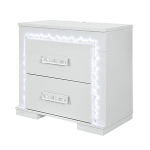 English Elm Nomani Lacquer 2-Drawer Nightstand with Built-In LED Lighting and Acrylic Handles B201P553133