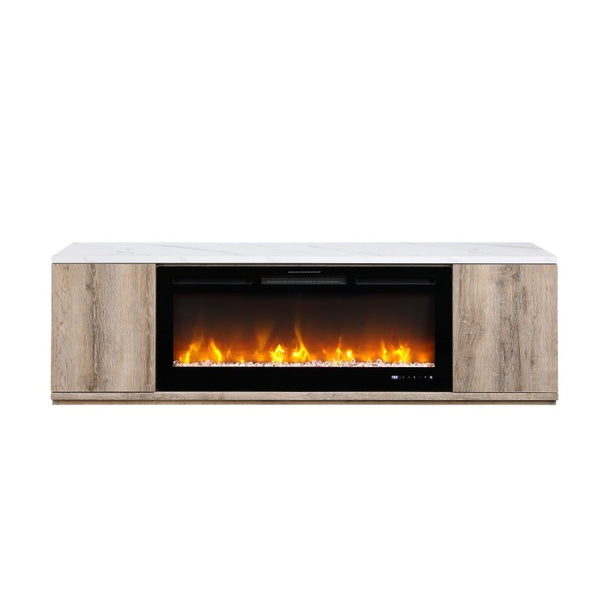 English Elm Mason 71 Inch Fireplace TV Stand with Bluetooth Speaker LED Accent Living Room B201P553927