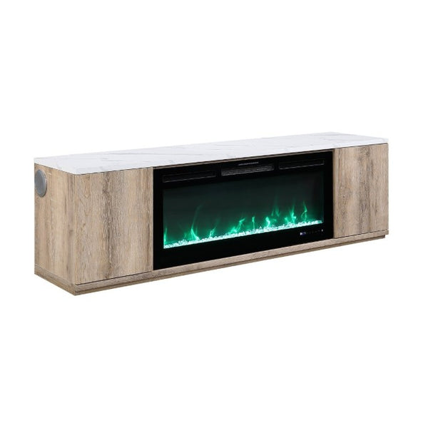 English Elm Mason 71 Inch Fireplace TV Stand with Bluetooth Speaker LED Accent Living Room B201P553927