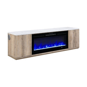 English Elm Mason 71 Inch Fireplace TV Stand with Bluetooth Speaker LED Accent Living Room B201P553927