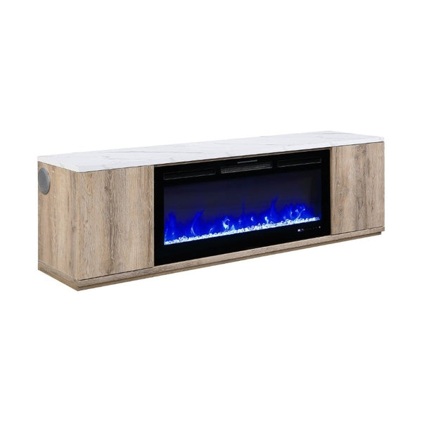English Elm Mason 71 Inch Fireplace TV Stand with Bluetooth Speaker LED Accent Living Room B201P553927