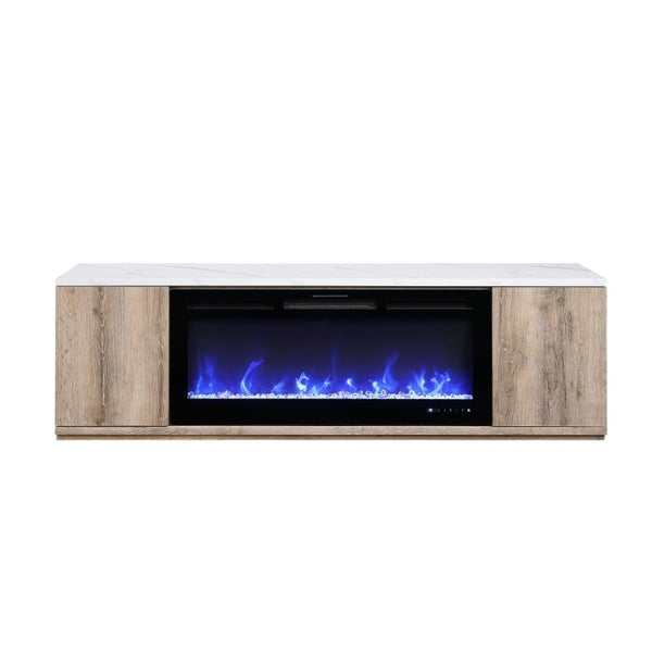 English Elm Mason 71 Inch Fireplace TV Stand with Bluetooth Speaker LED Accent Living Room B201P553927