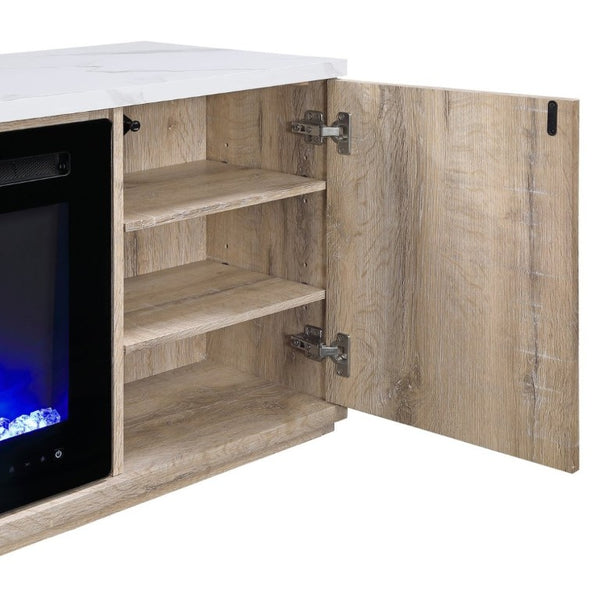 English Elm Mason 71 Inch Fireplace TV Stand with Bluetooth Speaker LED Accent Living Room B201P553927