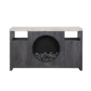 English Elm Nancy Grey Electric Fireplace TV Stand with Bluetooth Speaker and LED Lighting B201P553928