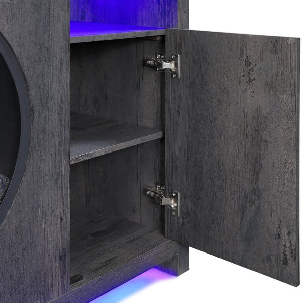English Elm Nancy Grey Electric Fireplace TV Stand with Bluetooth Speaker and LED Lighting B201P553928