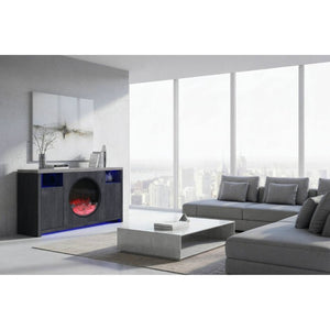 English Elm Nancy Grey Electric Fireplace TV Stand with Bluetooth Speaker and LED Lighting B201P553928