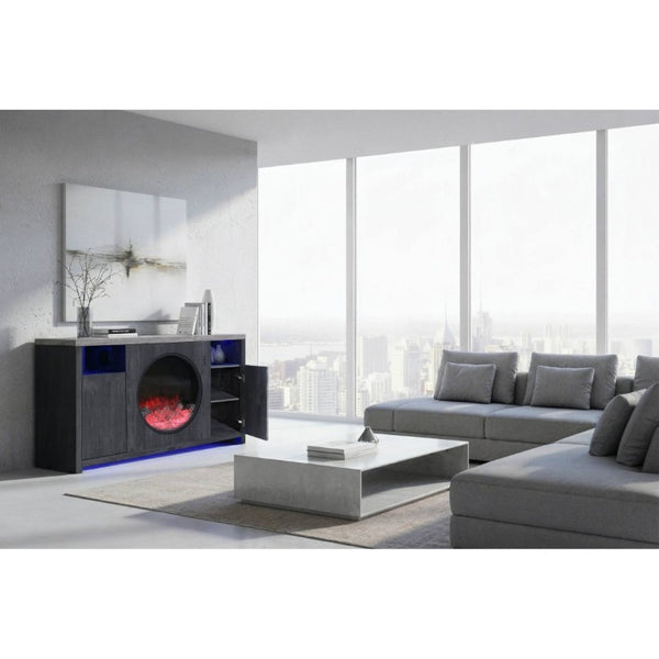 English Elm Nancy Grey Electric Fireplace TV Stand with Bluetooth Speaker and LED Lighting B201P553928
