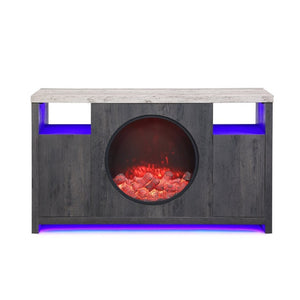 English Elm Nancy Grey Electric Fireplace TV Stand with Bluetooth Speaker and LED Lighting B201P553928