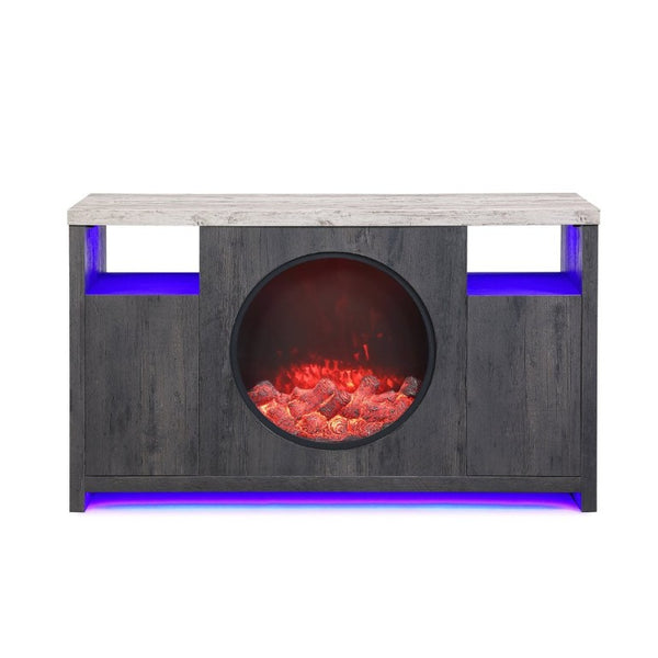 English Elm Nancy Grey Electric Fireplace TV Stand with Bluetooth Speaker and LED Lighting B201P553928