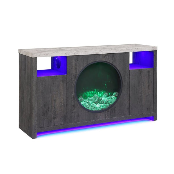 English Elm Nancy Grey Electric Fireplace TV Stand with Bluetooth Speaker and LED Lighting B201P553928