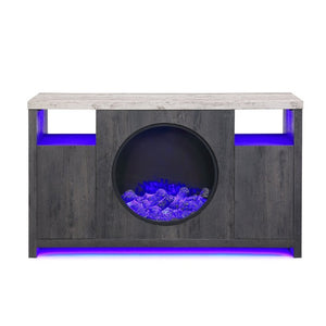English Elm Nancy Grey Electric Fireplace TV Stand with Bluetooth Speaker and LED Lighting B201P553928