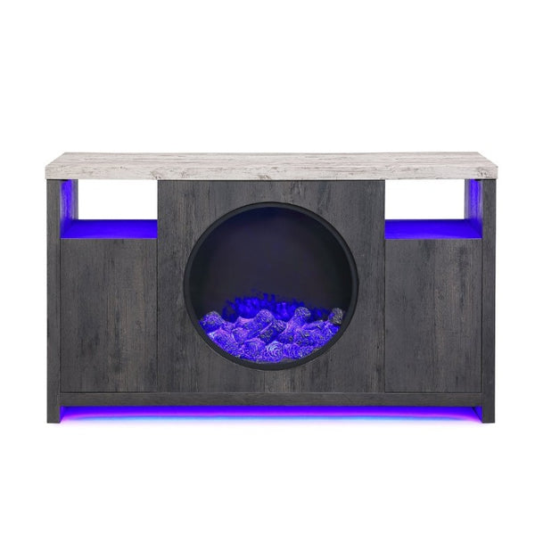 English Elm Nancy Grey Electric Fireplace TV Stand with Bluetooth Speaker and LED Lighting B201P553928