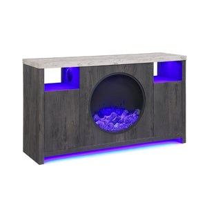 English Elm Nancy Grey Electric Fireplace TV Stand with Bluetooth Speaker and LED Lighting B201P553928
