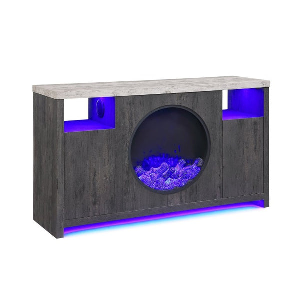 English Elm Nancy Grey Electric Fireplace TV Stand with Bluetooth Speaker and LED Lighting B201P553928