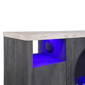English Elm Nancy Grey Electric Fireplace TV Stand with Bluetooth Speaker and LED Lighting B201P553928