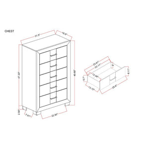 English Elm Prime Five Drawer Chest in Rich Brown Wood with Bar Hardware for Modern Bedroom B201P553929