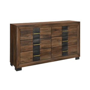 English Elm Prime Six Drawer Wood Dresser with Bar Pulls and Block Feet for Modern Bedrooms B201P553930