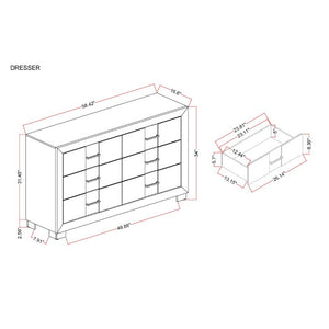 English Elm Prime Six Drawer Wood Dresser with Bar Pulls and Block Feet for Modern Bedrooms B201P553930